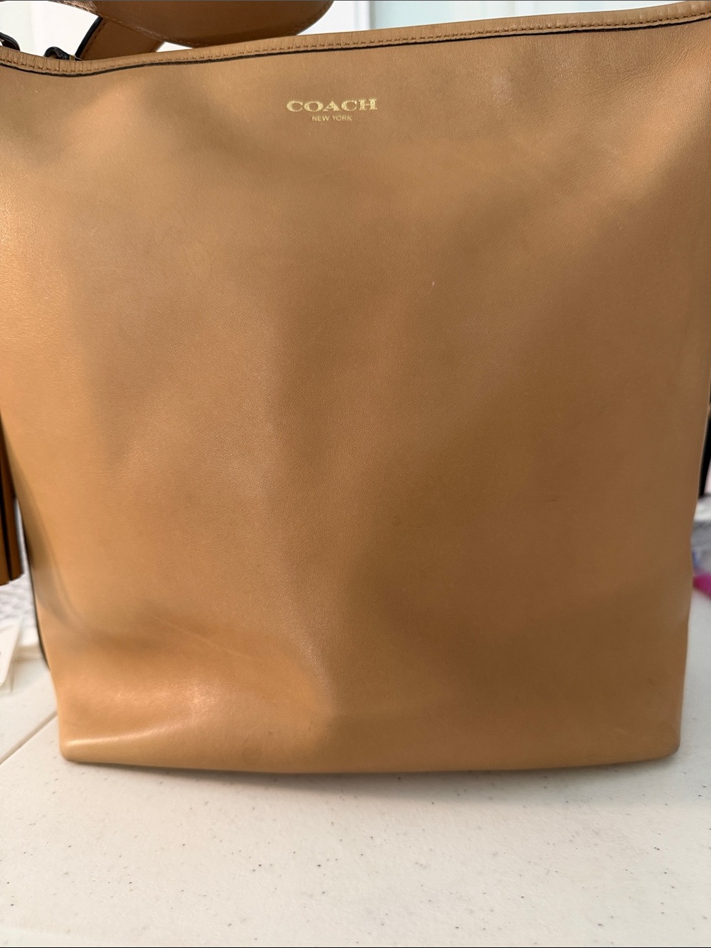 Coach Leather Tan Legacy Duffle Bag featuring an adjustable shoulder strap 2012
